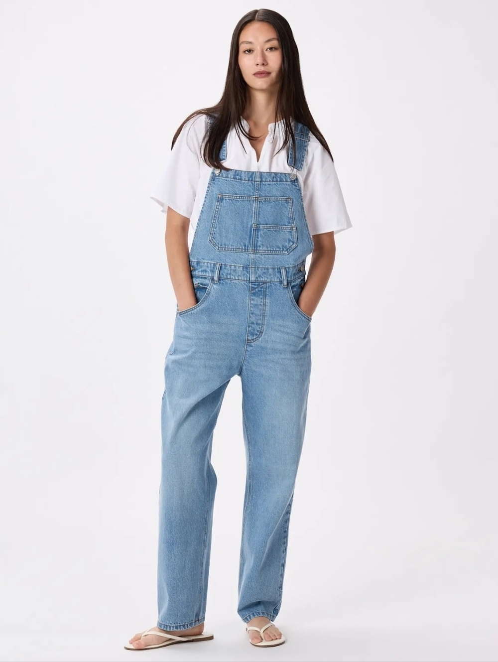 Quince NWOT 100% Organic Cotton Overalls Icey Blue - Picture 1 of 5